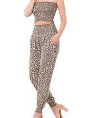 Load image into Gallery viewer, Shorty - Leopard Two Piece Tube Top and Jogger Pant Set