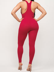 Load image into Gallery viewer, Shorty - Ribbed Racerback Jumpsuit - Red