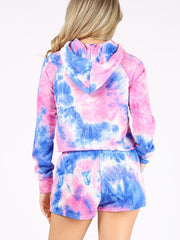 Load image into Gallery viewer, Tie Dye (Pink & Blue) (Yellow & Green) Women’s Lounge Set – Hoodie & Shorts