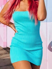 Load image into Gallery viewer, Shorty - Stretch Ribbed Bodycon Dress w/ Metal Chain Strap