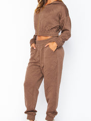 Load image into Gallery viewer, Shorty - Letter Embossed Zip Hoodie & Jogger Set