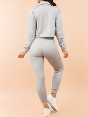 Load image into Gallery viewer, Shorty 2 Piece Cropped Jacket and Sweatpants Set - Grey