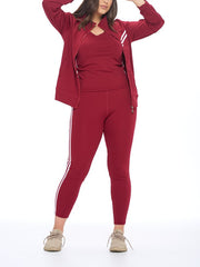 Load image into Gallery viewer, Shorty Top and Legging Track Set (3 piece) - Burgundy