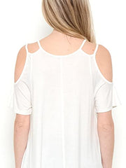 Load image into Gallery viewer, Shorty Round Neck Open Shoulder Short Sleeve Swing Blouse - Soft White
