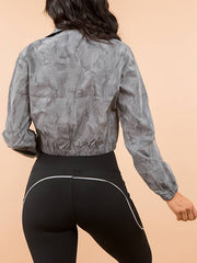Load image into Gallery viewer, Shorty Cropped Reflective Windbreaker Active Jacket - Camo