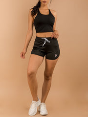 Load image into Gallery viewer, Shorty Varsity Drawstring Shorts - Black