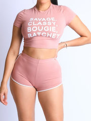 Load image into Gallery viewer, Shorty Crop Top and Short Set with Mask