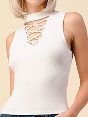 Load image into Gallery viewer, Shorty V-Neck Cage Front Ribbed Shirt