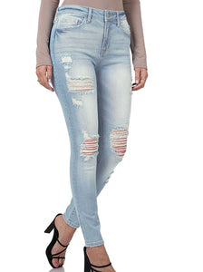 Shorty - Distressed Skinny Jeans - Light