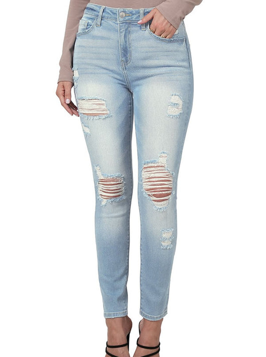 Shorty - Distressed Skinny Jeans - Light