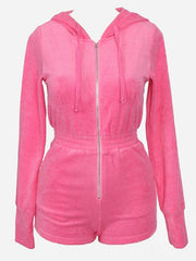 Load image into Gallery viewer, Shorty - Long Sleeve Hooded Romper - Pink
