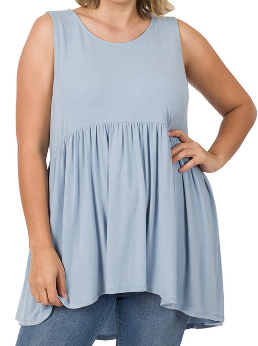 Shorty - Plus Size Waist Shirring Top