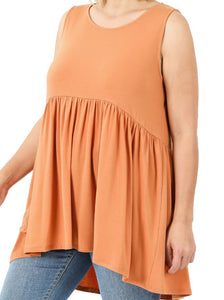 Shorty - Plus Size Waist Shirring Top