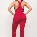Load image into Gallery viewer, Shorty - Ribbed Racerback Jumpsuit - Red

