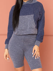 Load image into Gallery viewer, Shorty - Two Piece Knit Fabric Hoodie and Biker Short Set
