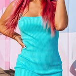 Load image into Gallery viewer, Shorty - Stretch Ribbed Bodycon Dress w/ Metal Chain Strap
