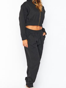 Shorty - Letter Embossed Zip Hoodie & Jogger Set