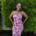 Load image into Gallery viewer, Shorty - Pink Floral Print Spaghetti Strap Midaxi Dress
