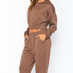 Load image into Gallery viewer, Shorty - Letter Embossed Zip Hoodie &amp; Jogger Set
