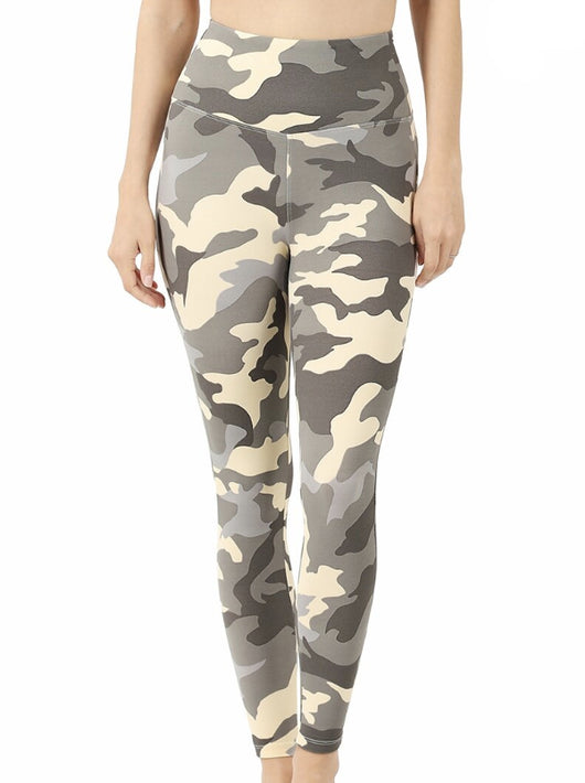 Shorty - Buttery Soft Camo High-Waisted Microfiber Leggings – Full Length, Ultra Stretch
