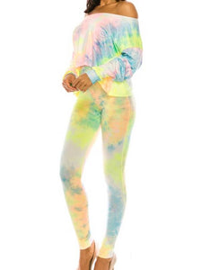 Shorty - Off Shoulder Tie-Dye Shirt and Pants Set