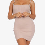 Load image into Gallery viewer, Shorty - Stretch Ribbed Bodycon Dress w/ Metal Chain Strap
