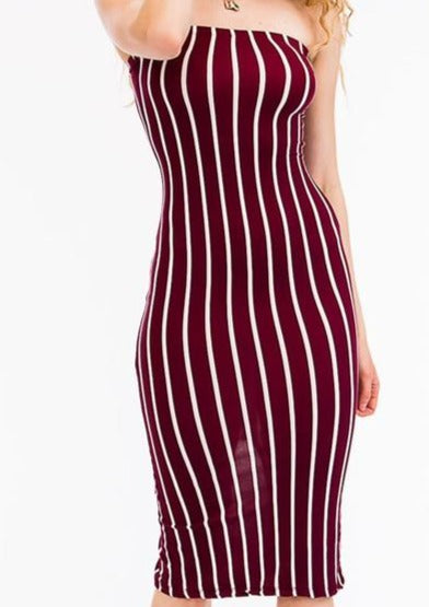 Shorty Burgundy Stripped Print Dress