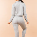 Load image into Gallery viewer, Shorty 2 Piece Cropped Jacket and Sweatpants Set - Grey
