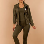 Load image into Gallery viewer, Shorty 3 Piece Tank, Jacket and Leggings Activewear Set
