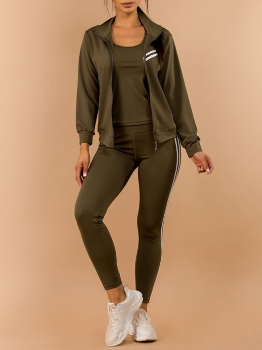 Shorty 3 Piece Tank, Jacket and Leggings Activewear Set