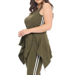 Load image into Gallery viewer, Shorty Top and Legging Track Set (3 piece)  - Olive Green
