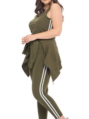Load image into Gallery viewer, Shorty Top and Legging Track Set (3 piece)  - Olive Green

