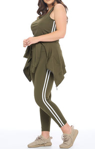 Shorty Top and Legging Track Set (3 piece)  - Olive Green