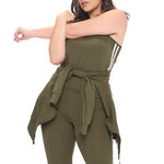 Load image into Gallery viewer, Shorty Top and Legging Track Set (3 piece)  - Olive Green

