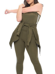 Load image into Gallery viewer, Shorty Top and Legging Track Set (3 piece)  - Olive Green
