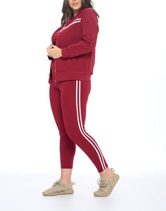 Shorty Top and Legging Track Set (3 piece)  - Burgundy