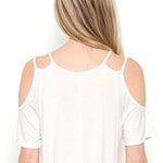 Load image into Gallery viewer, Shorty Round Neck Open Shoulder Short Sleeve Swing Blouse - Soft White
