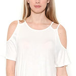 Load image into Gallery viewer, Shorty Round Neck Open Shoulder Short Sleeve Swing Blouse - Soft White
