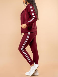 Shorty 2 Piece Jogger and Jacket Activewear Set - Burgundy