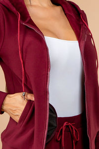 Shorty 2 Piece Jogger and Jacket Activewear Set - Burgundy