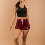 Load image into Gallery viewer, Shorty Varsity Drawstring Shorts - Burgundy

