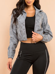 Load image into Gallery viewer, Shorty Cropped Reflective Windbreaker Active Jacket - Camo
