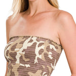Load image into Gallery viewer, Shorty - Camouflage Smocked Tube Top
