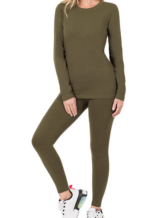 Shorty - Long Sleeve Top & Leggings Set - Olive