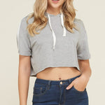 Load image into Gallery viewer, Shorty Hoodie Crop Top - Heather Grey
