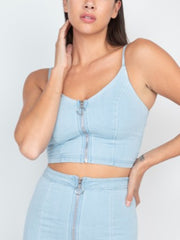 Load image into Gallery viewer, Shorty Blue Denim Crop and Skirt Set
