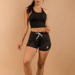 Load image into Gallery viewer, Shorty Varsity Drawstring Shorts - Black
