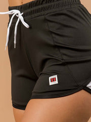 Load image into Gallery viewer, Shorty Varsity Drawstring Shorts - Black
