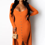 Load image into Gallery viewer, Shorty Lets Play Dress and Cardigan Set - Orange
