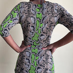 Load image into Gallery viewer, Shorty - Snakeskin Print Gray &amp; Green Dress

